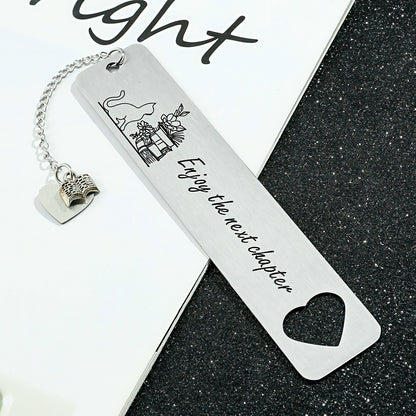 Cat Themed Stainless Steel Bookmark