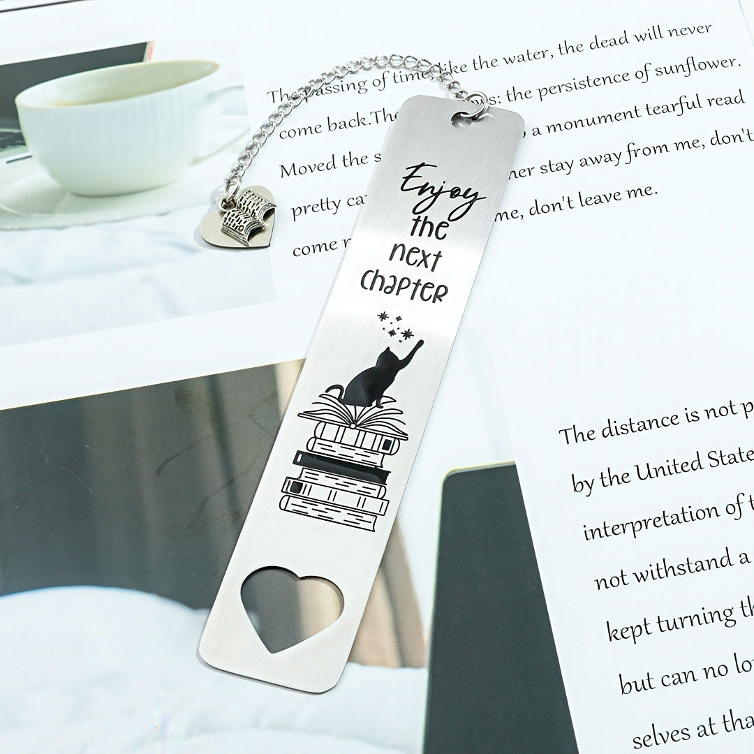Cat Themed Stainless Steel Bookmark