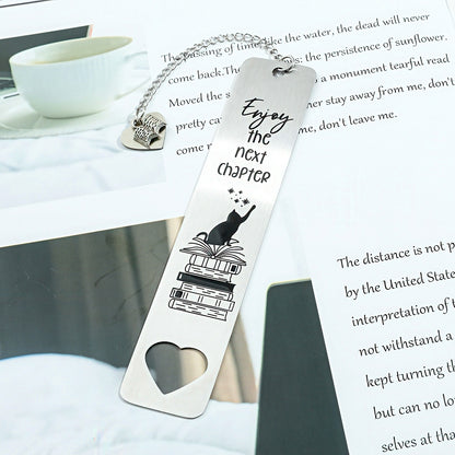 Cat Themed Stainless Steel Bookmark