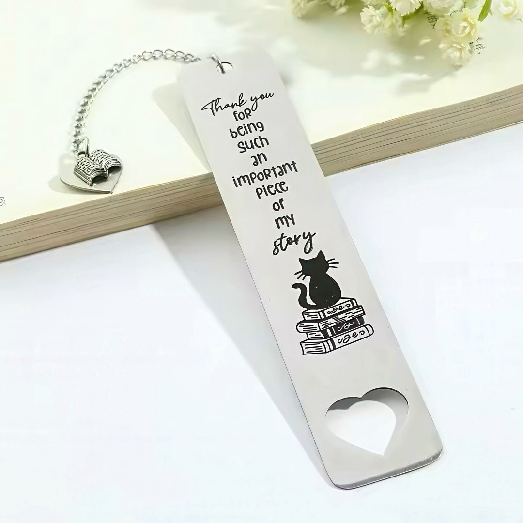 Cat Themed Stainless Steel Bookmark