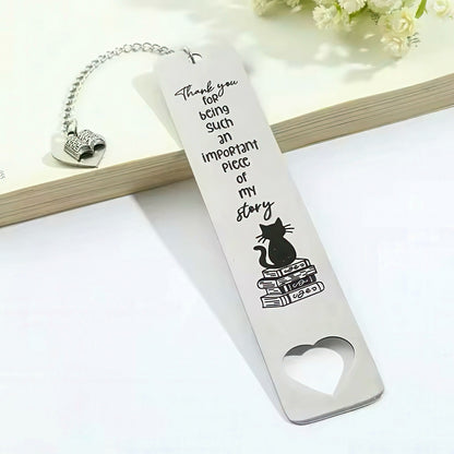 Cat Themed Stainless Steel Bookmark