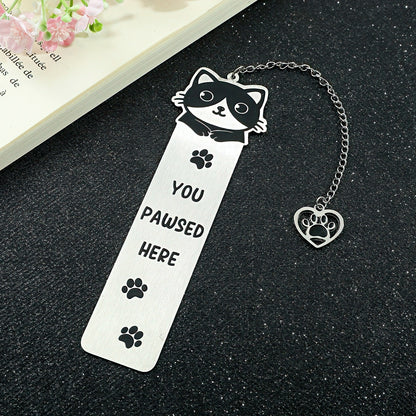 Cat Themed Stainless Steel Bookmark