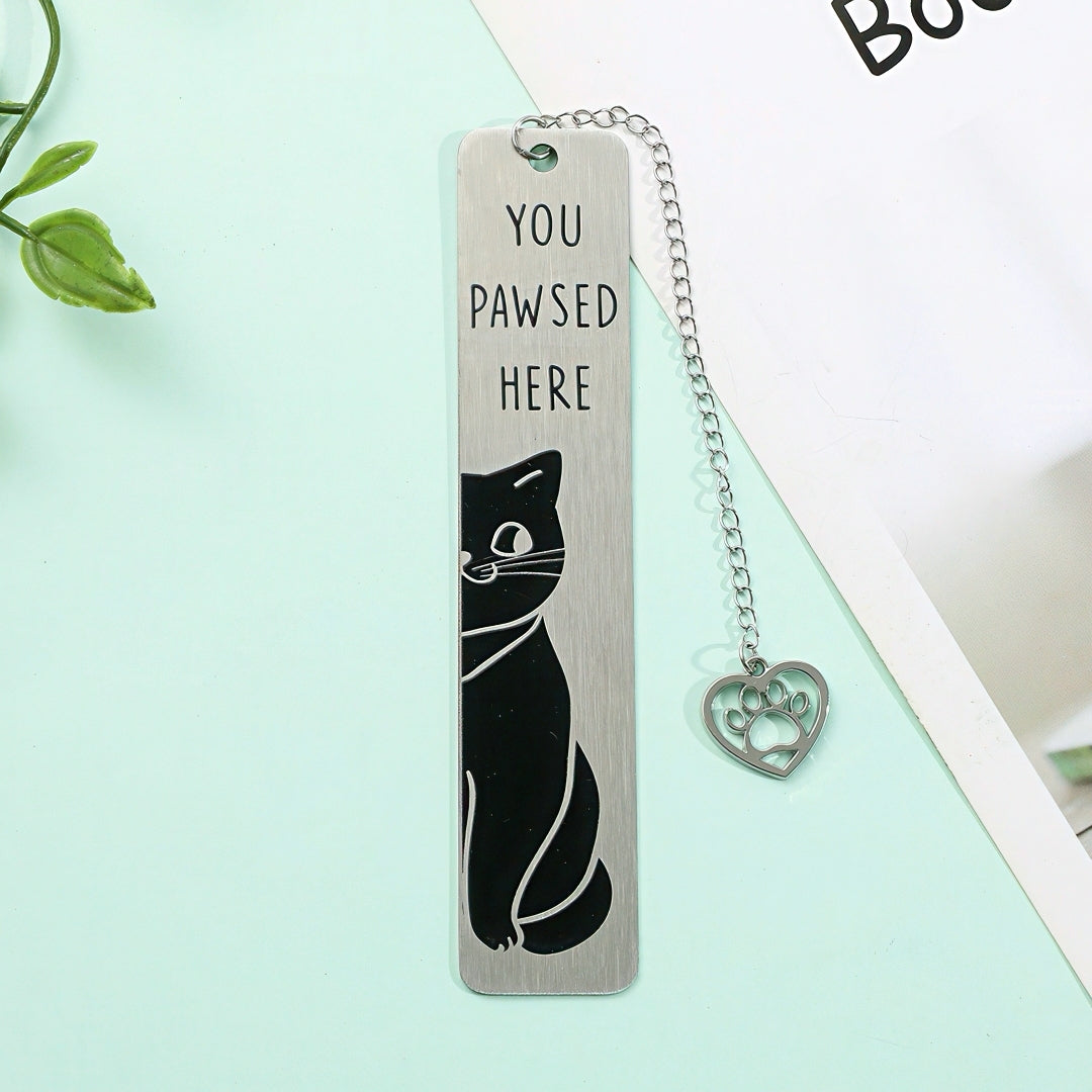 Cat Themed Stainless Steel Bookmark