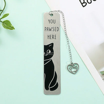 Cat Themed Stainless Steel Bookmark