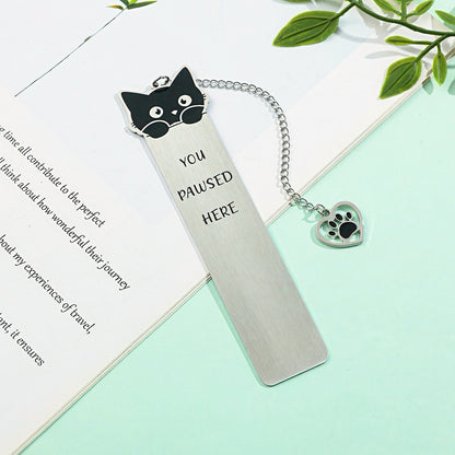 Cat Themed Stainless Steel Bookmark