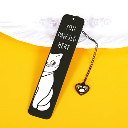 Cat Themed Stainless Steel Bookmark