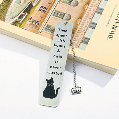 Cat Themed Stainless Steel Bookmark