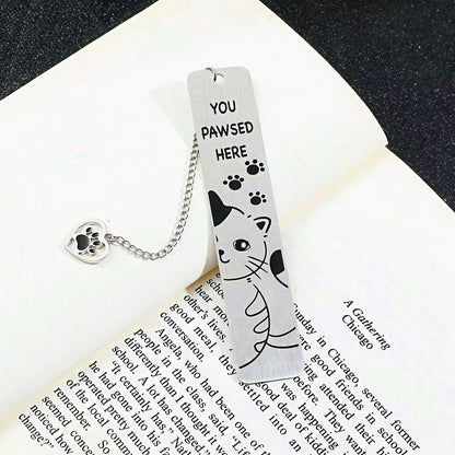 Cat Themed Stainless Steel Bookmark