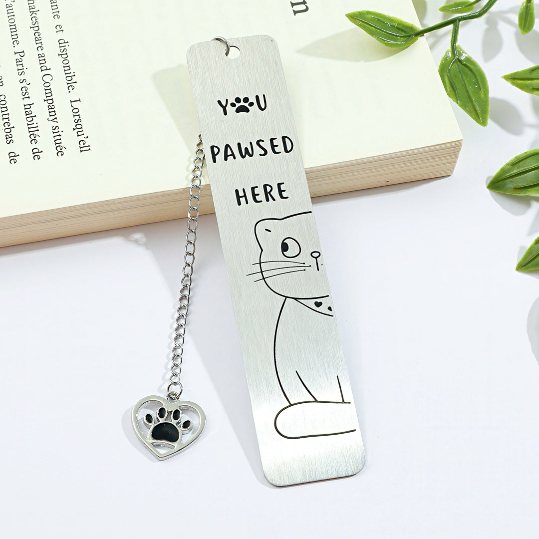 Cat Themed Stainless Steel Bookmark