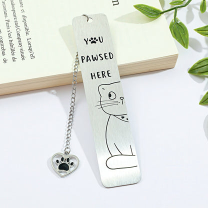Cat Themed Stainless Steel Bookmark