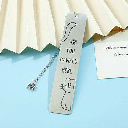 Cat Themed Stainless Steel Bookmark