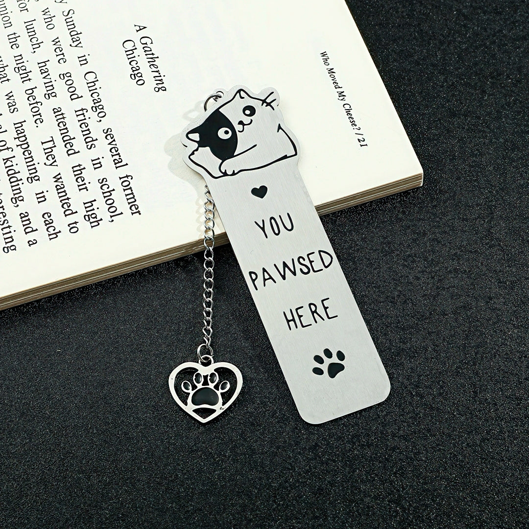 Cat Themed Stainless Steel Bookmark