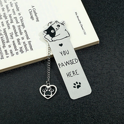 Cat Themed Stainless Steel Bookmark