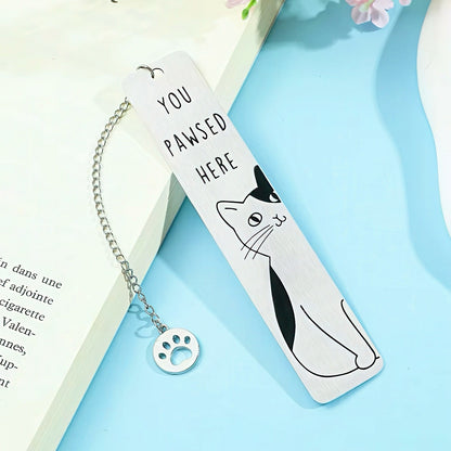 Cat Themed Stainless Steel Bookmark