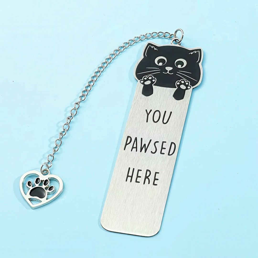 Cat Themed Stainless Steel Bookmark