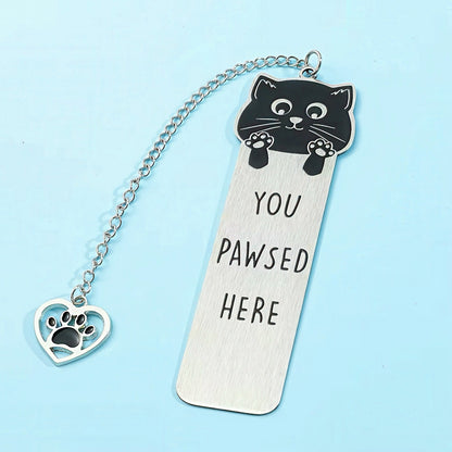 Cat Themed Stainless Steel Bookmark