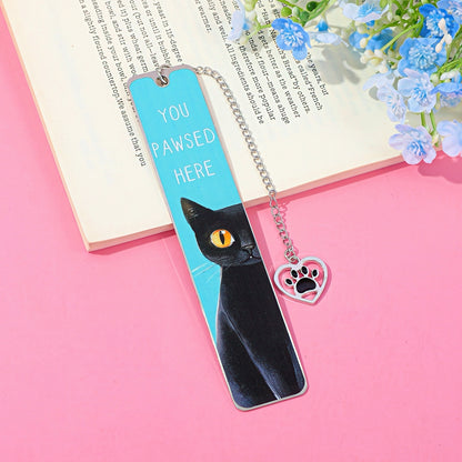 Cat Themed Stainless Steel Bookmark