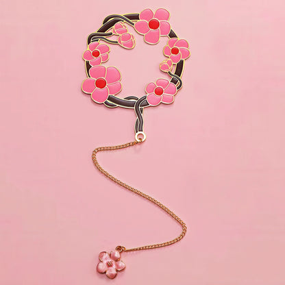 Exquisite Flower Enamel Metal Bookmark