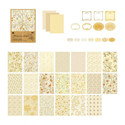 Vintage Floral Themed Scrapbook Paper Set