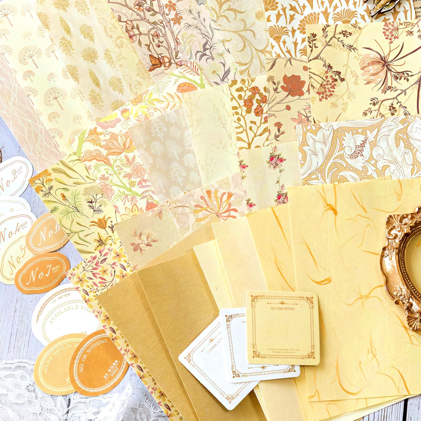 Vintage Floral Themed Scrapbook Paper Set