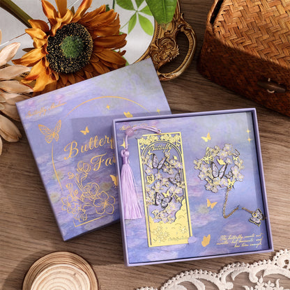 Dreamy Butterflies with Flowers Metal Bookmark