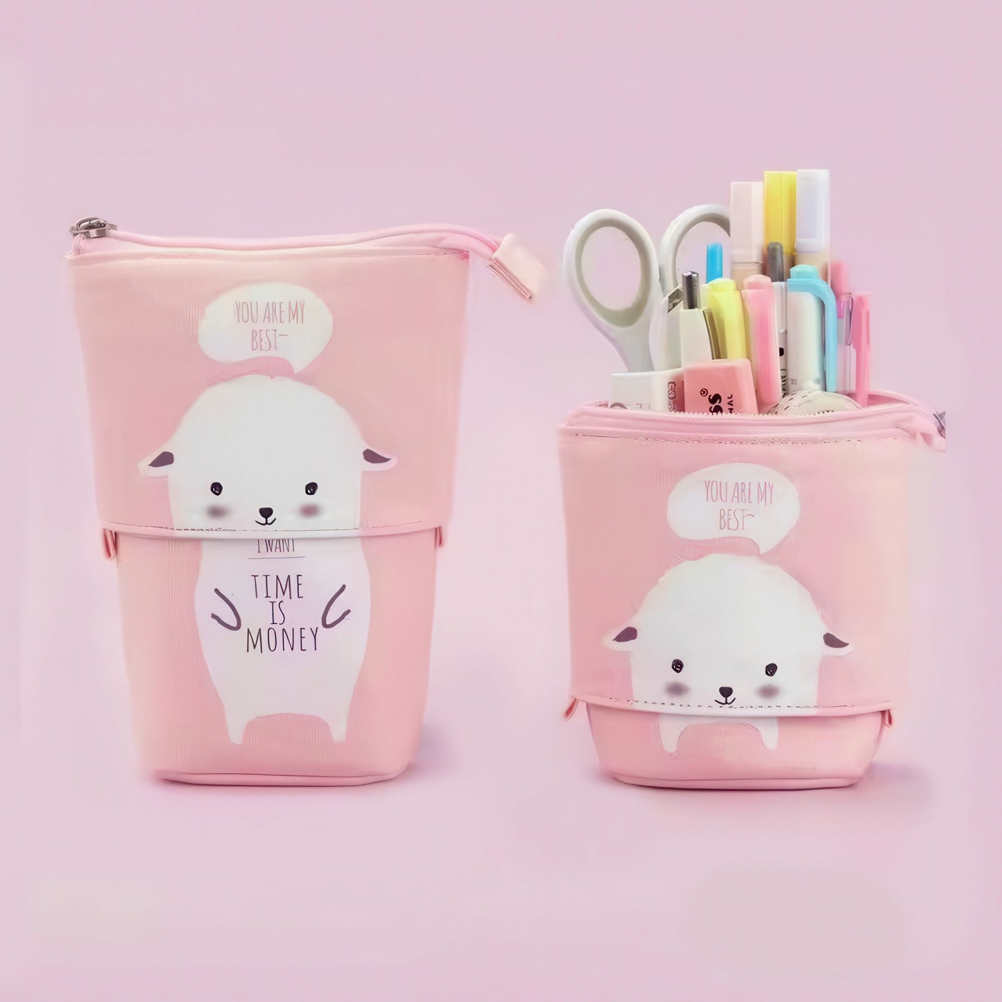 Cute Animal Retractable Stand Up Pencil Case