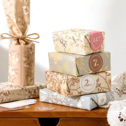 Vintage Floral Themed Scrapbook Paper Set