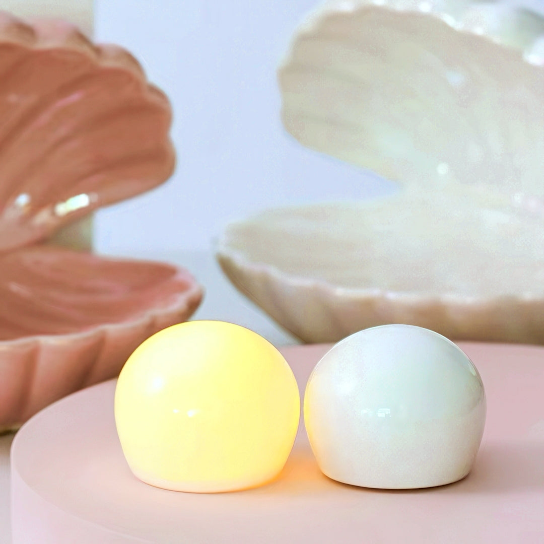 Ceramic Oyster with Pearl Nightlight