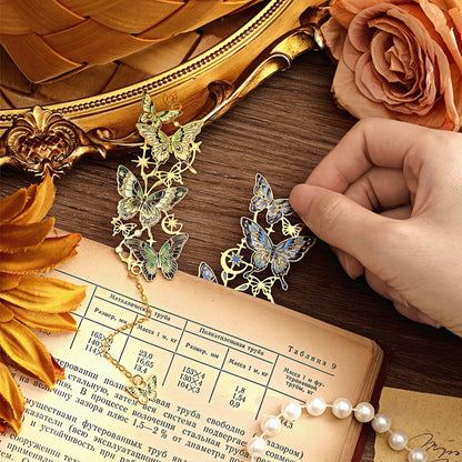 Starry Butterfly Themed Metal Bookmark