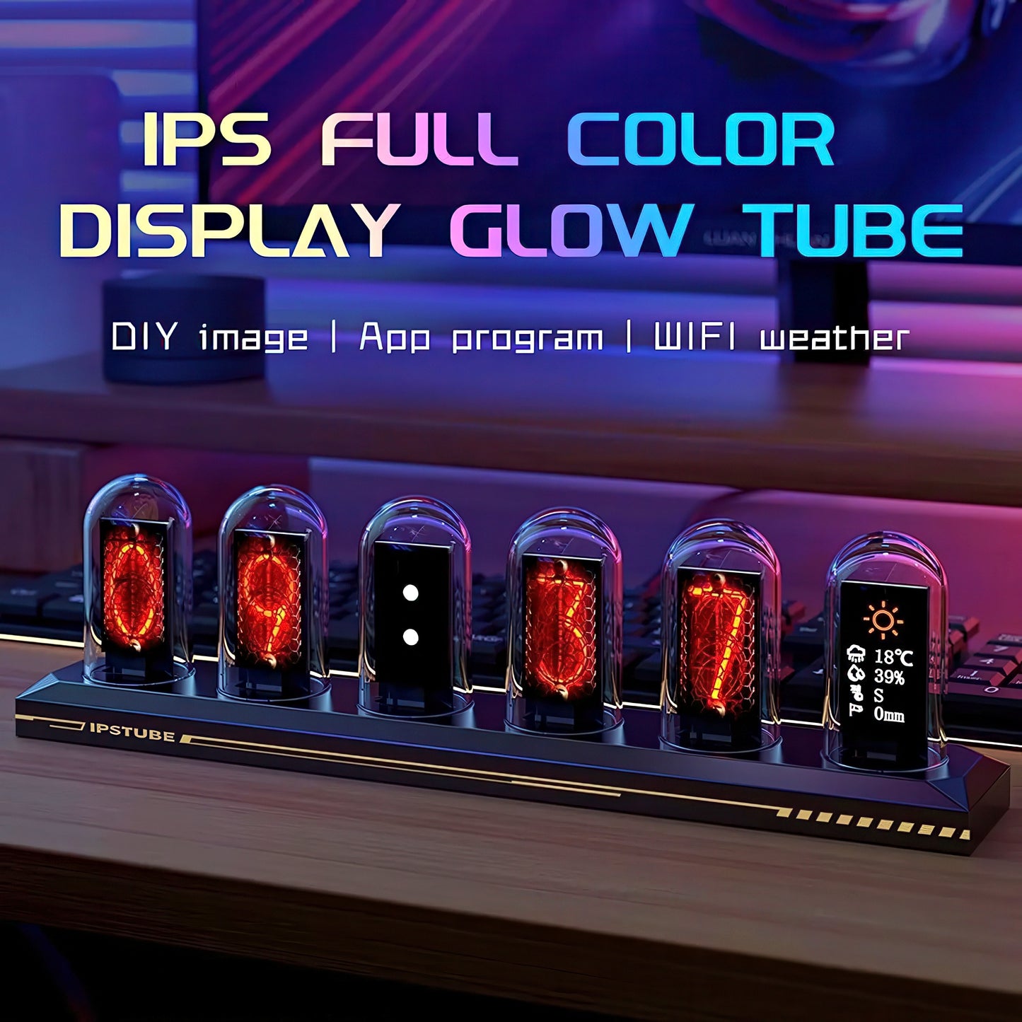 Nixie Tube Clock with Digital IPS Color Screen