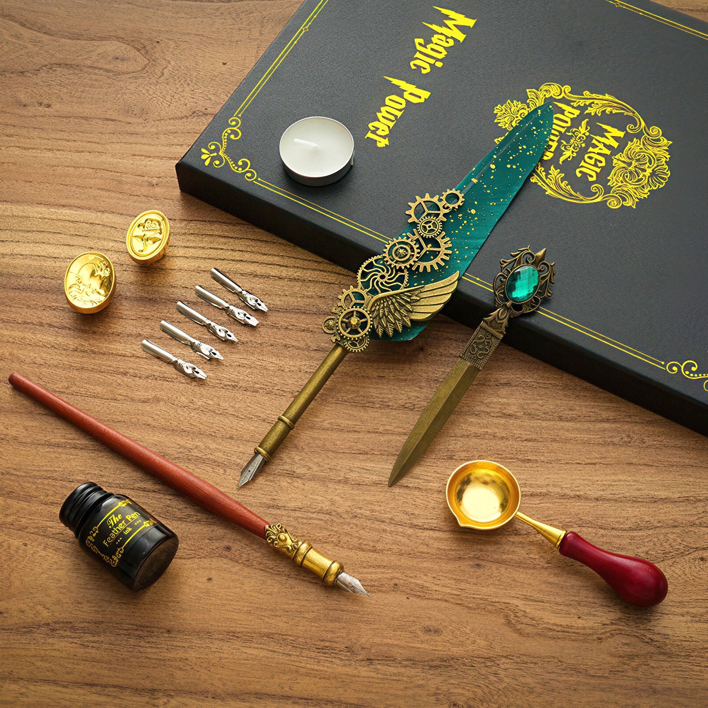 Vintage Style Quill Pen and Sealing Wax Set