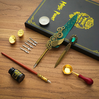 Vintage Style Quill Pen and Sealing Wax Set