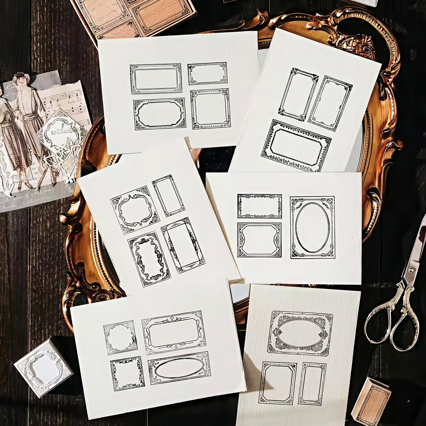 Baroque Style Border Wooden Stamp Set