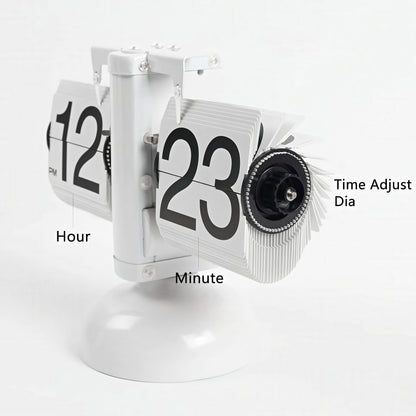 Retro Mechanical Flip Clock with Metal Base