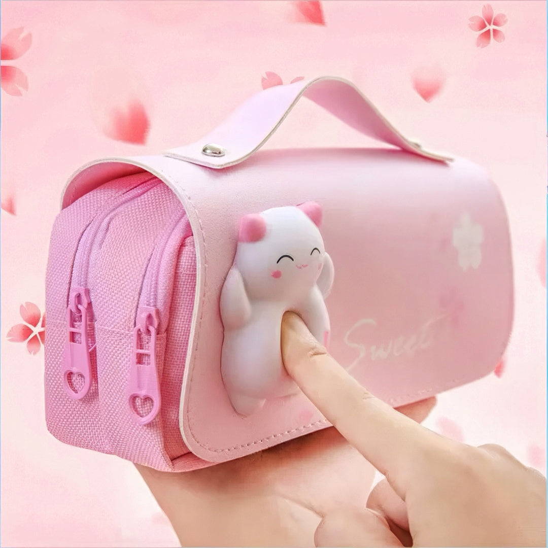 Large Capacity Pencil Case with Squishy Stress-relief Toy