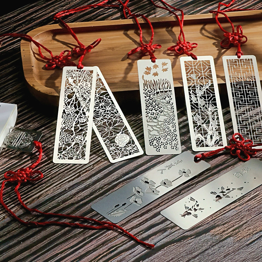 Chinese Themed Hollow Stainless Steel Bookmark