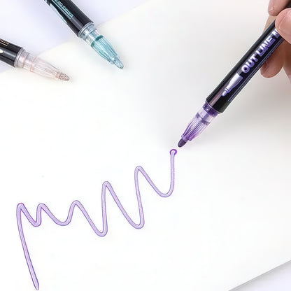 Double Line Outline Metallic Marker Set