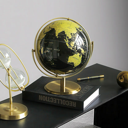 World Globe with Metal Arc and Base