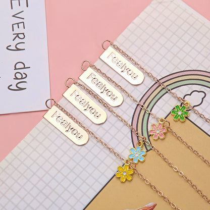 Cherry Blossoms Metal Charm Bookmark