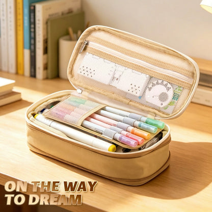 Korean Style Large Capacity Canvas Pencil Case