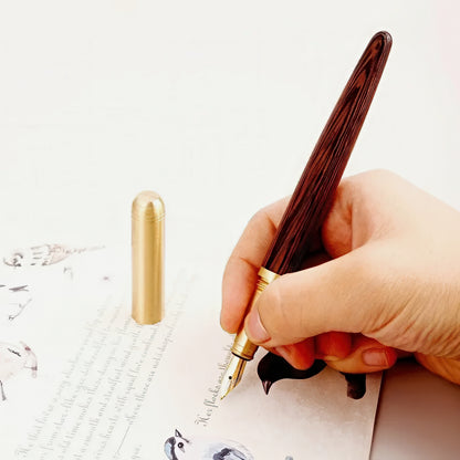 Wooden Fountain Pen with Brass Cap