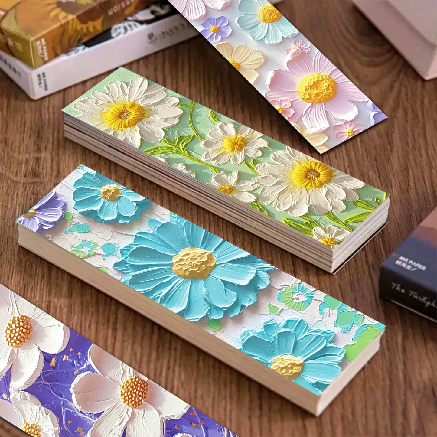 Floral Themed Oil Painting Paper Bookmark Set