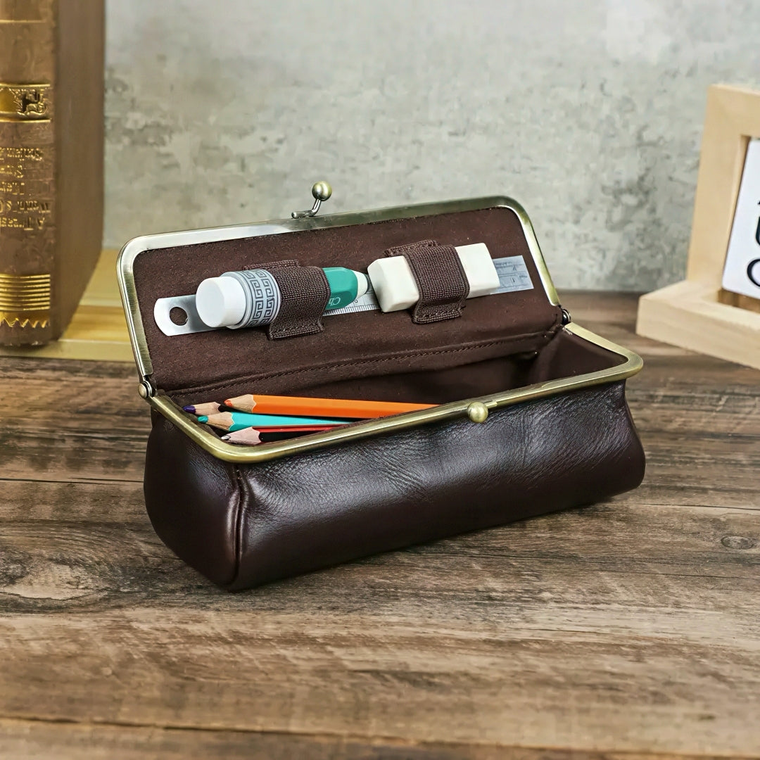 Retro Handmade Full Grain Leather Pencil Case