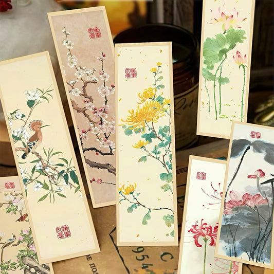 Chinese Watercolor Painting Paper Bookmark Set