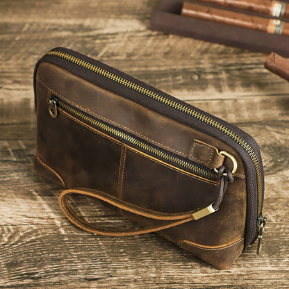 Retro Genuine Leather Clutch Bag
