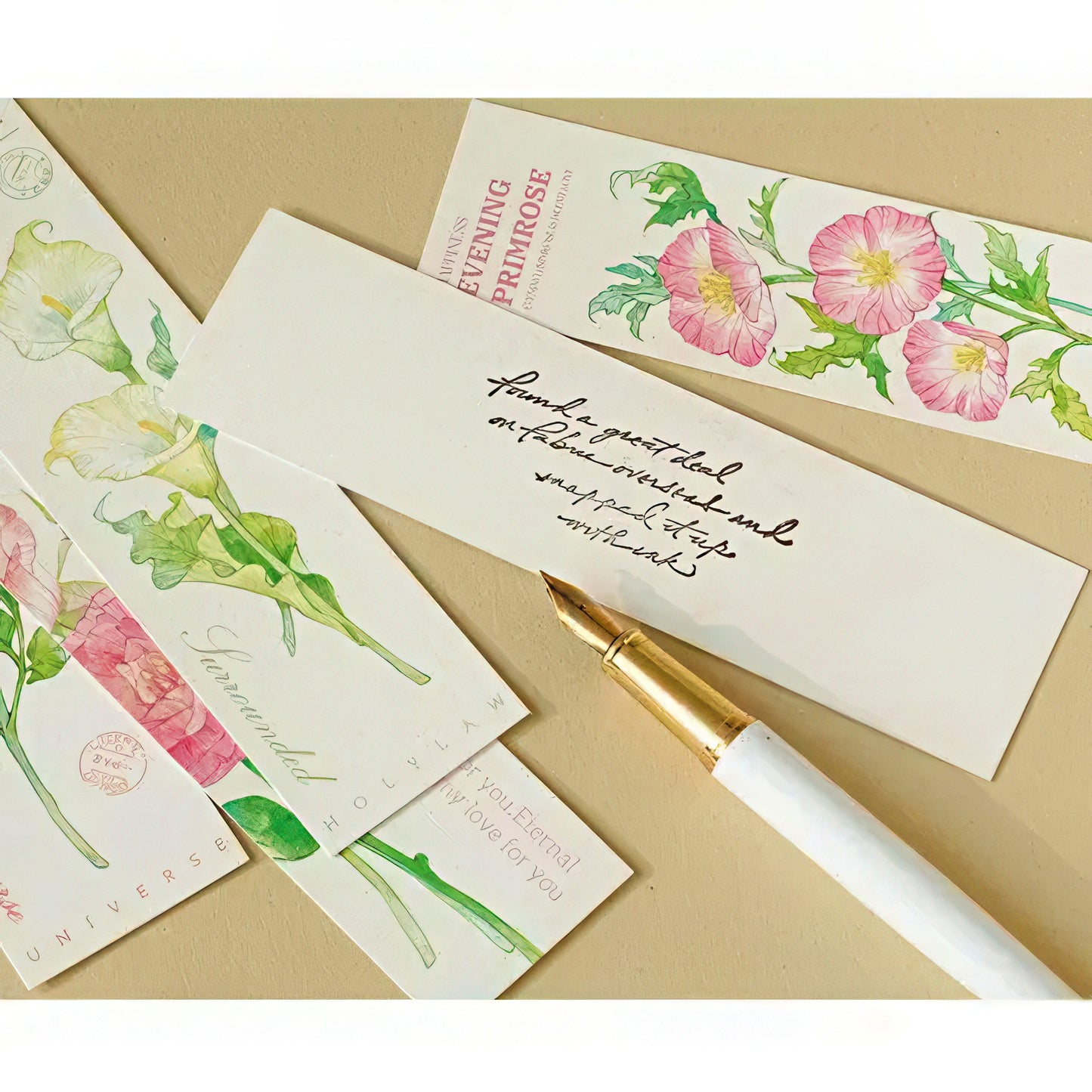 Pictures of Flowers Paper Bookmark Set