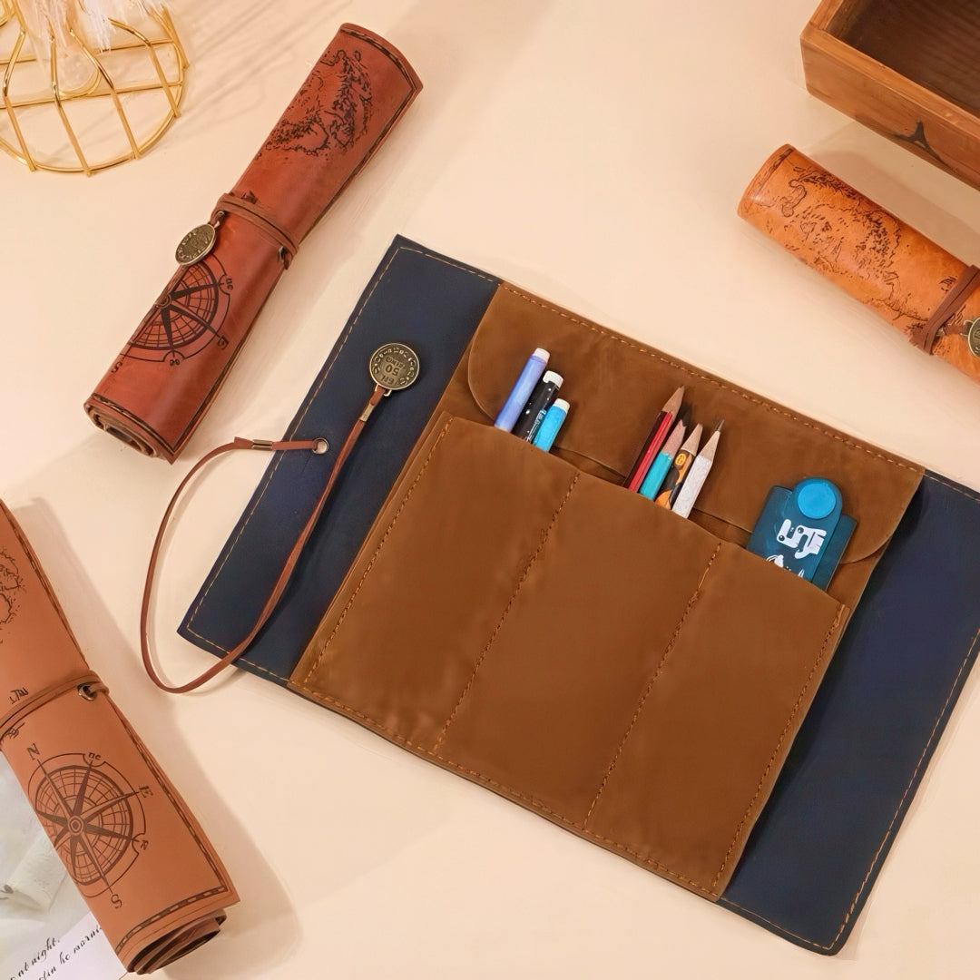 Vintage Treasure Map Roll Up Pencil Case