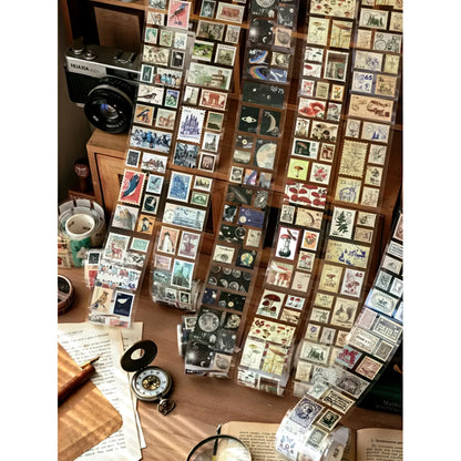 Retro Postage Stamp Sticker Roll