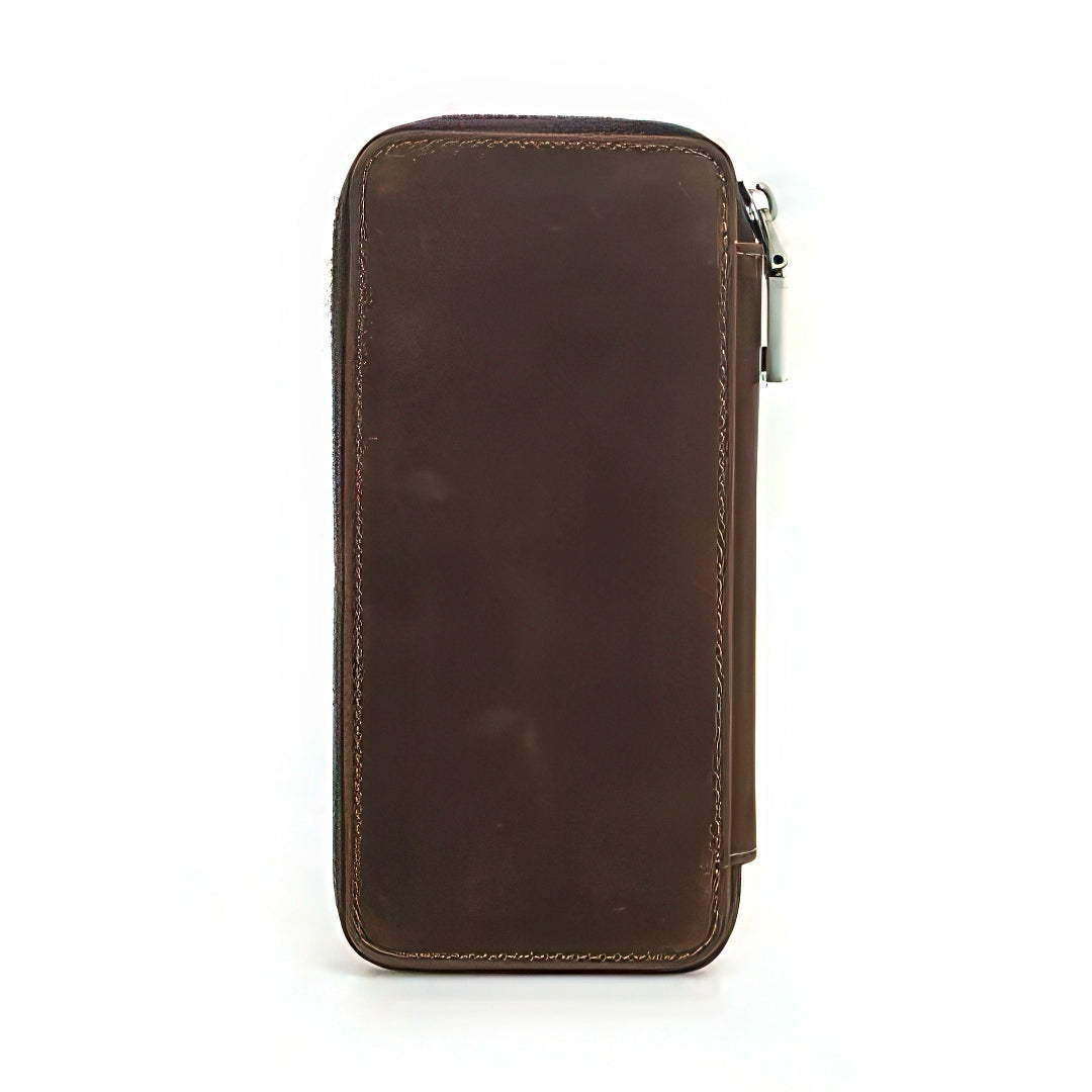 Multi Compartments Dyed Cowhide Leather Pen Case