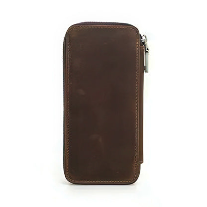 Multi Compartments Dyed Cowhide Leather Pen Case